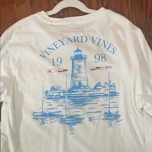 Vineyard Vines Cream Long Sleeve with Blue Nautical Design